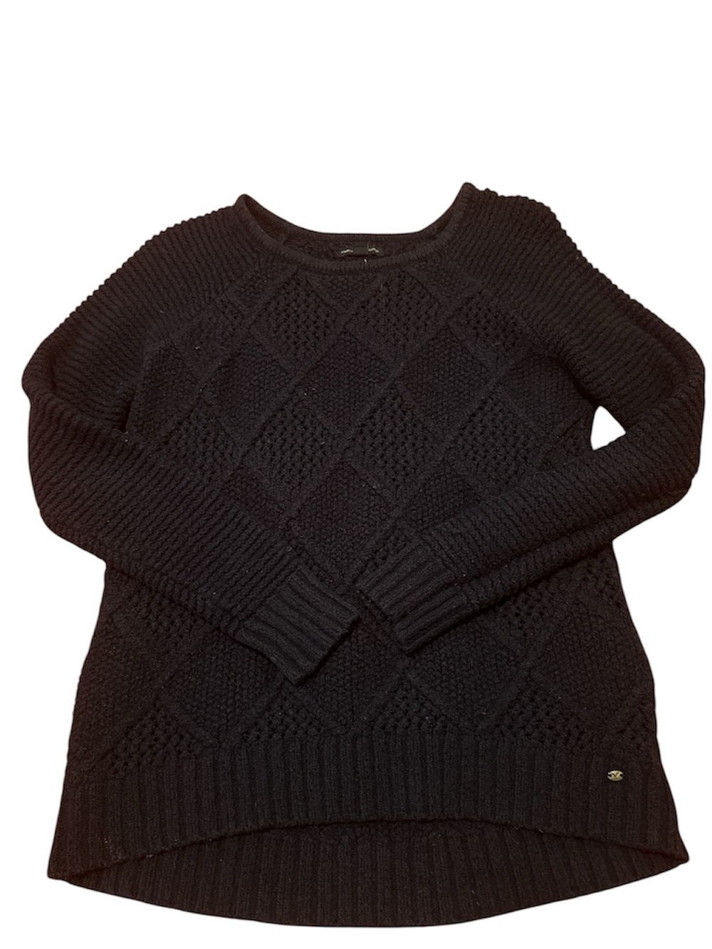 American Eagle Outfitters Black Diamond Cable Crewneck Sweater